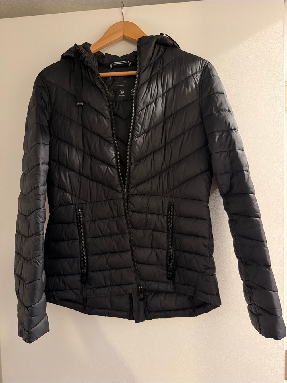 Black Quilted Hooded Puffer Jacket
